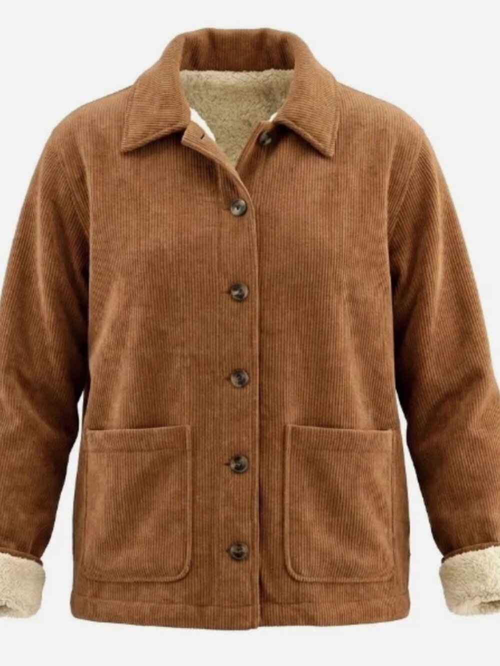 Boston Traders Corduroy Shacket XS Tan Sherpa Lined Shirt Jacket NWT - Picture 3 of 5